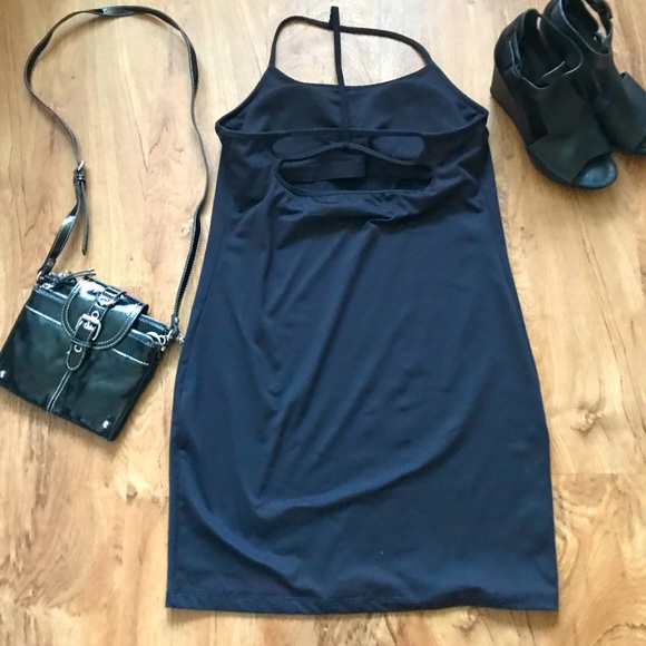 Fabletics Black Dress w/ T-Back with Straps Built N Bra Great for Causal Outing - Picture 5 of 7